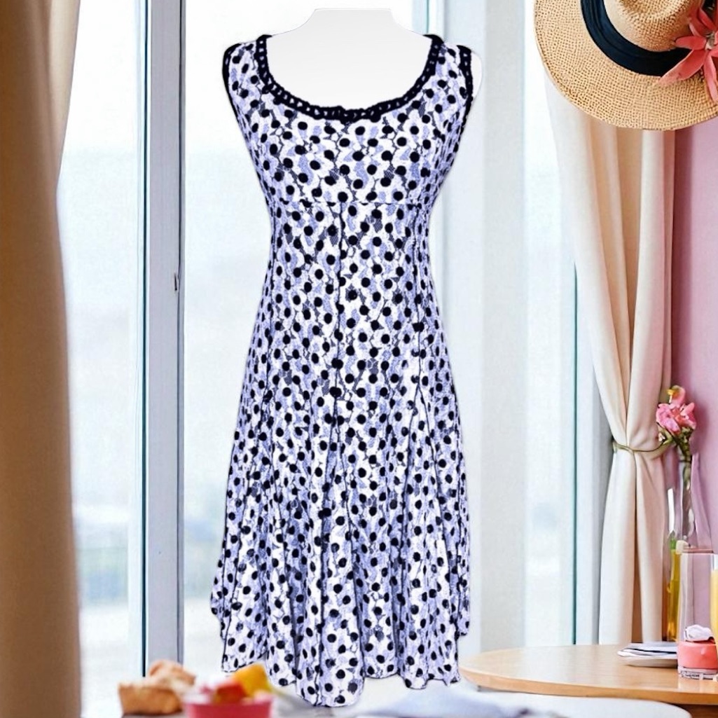 Alberto Makali Lace Polka Dot Flare Dress